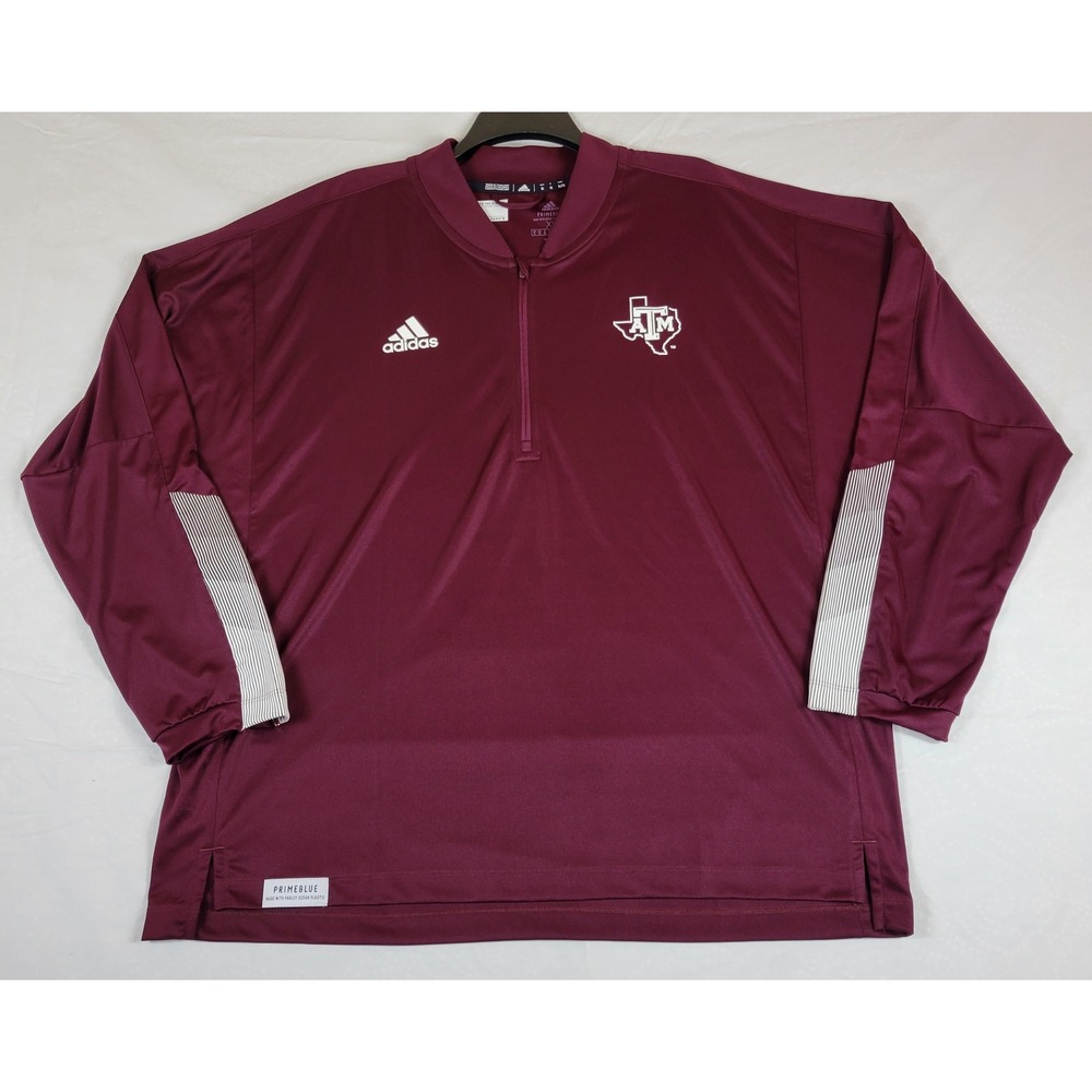 Adidas Texas A&M Aggies Quarter Zip Pullover Maroon Primeblue Mens XL H53157